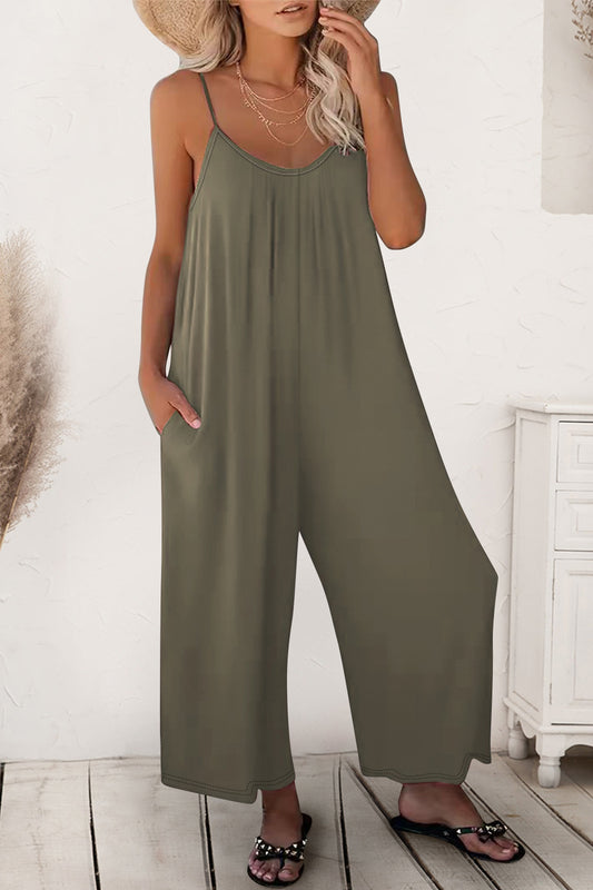 Scoop Neck Spaghetti Strap Jumpsuit - The Boutie Shop