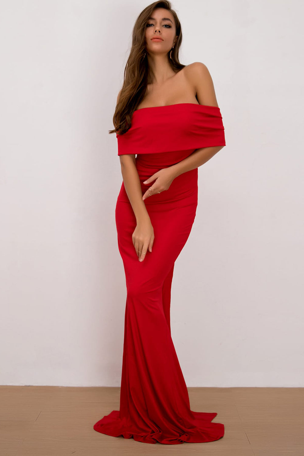 Off-Shoulder Floor Length Dress - The Boutie Shop