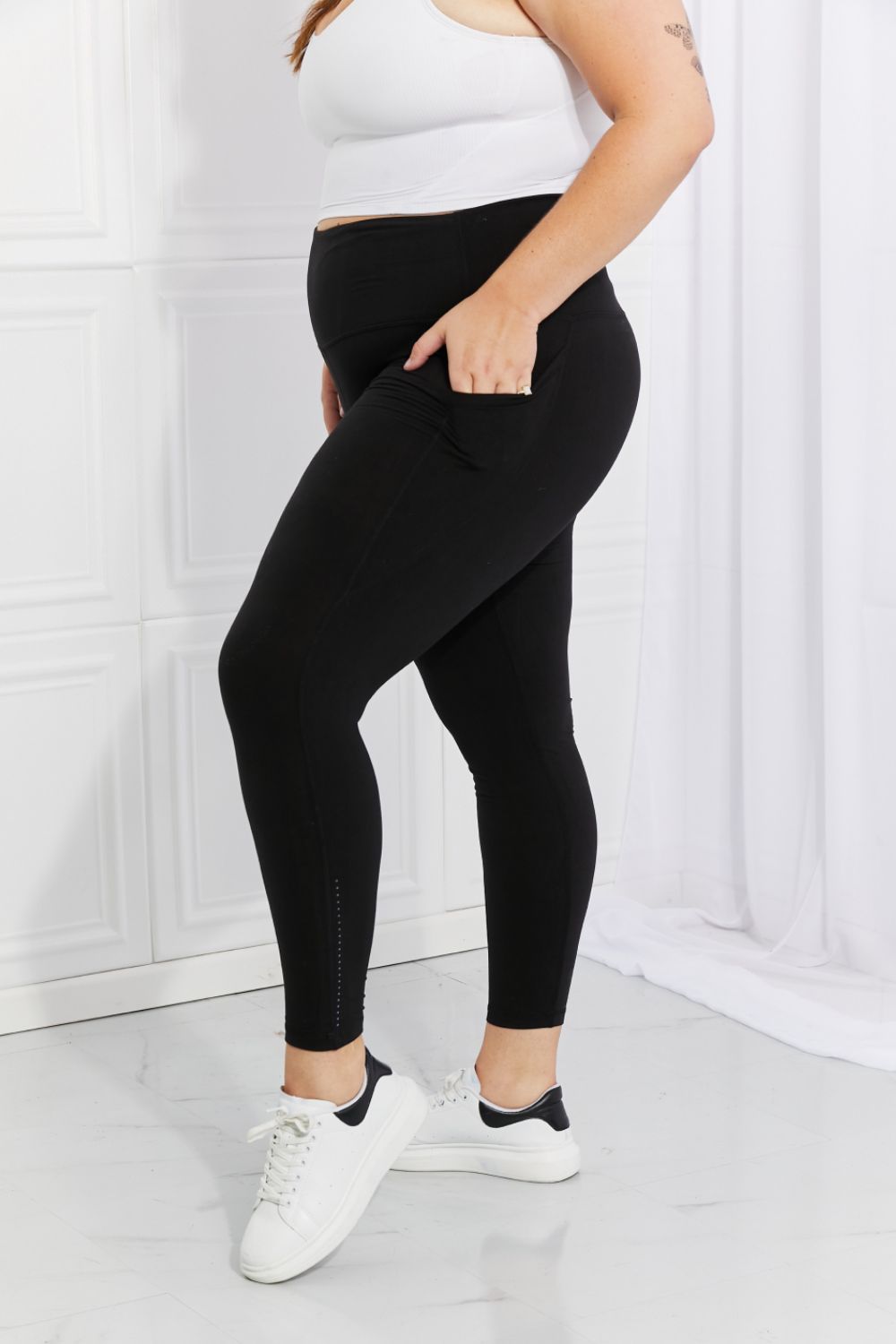 Leggings Depot Full Size Strengthen and Lengthen Reflective Dot Active Leggings - The Boutie Shop