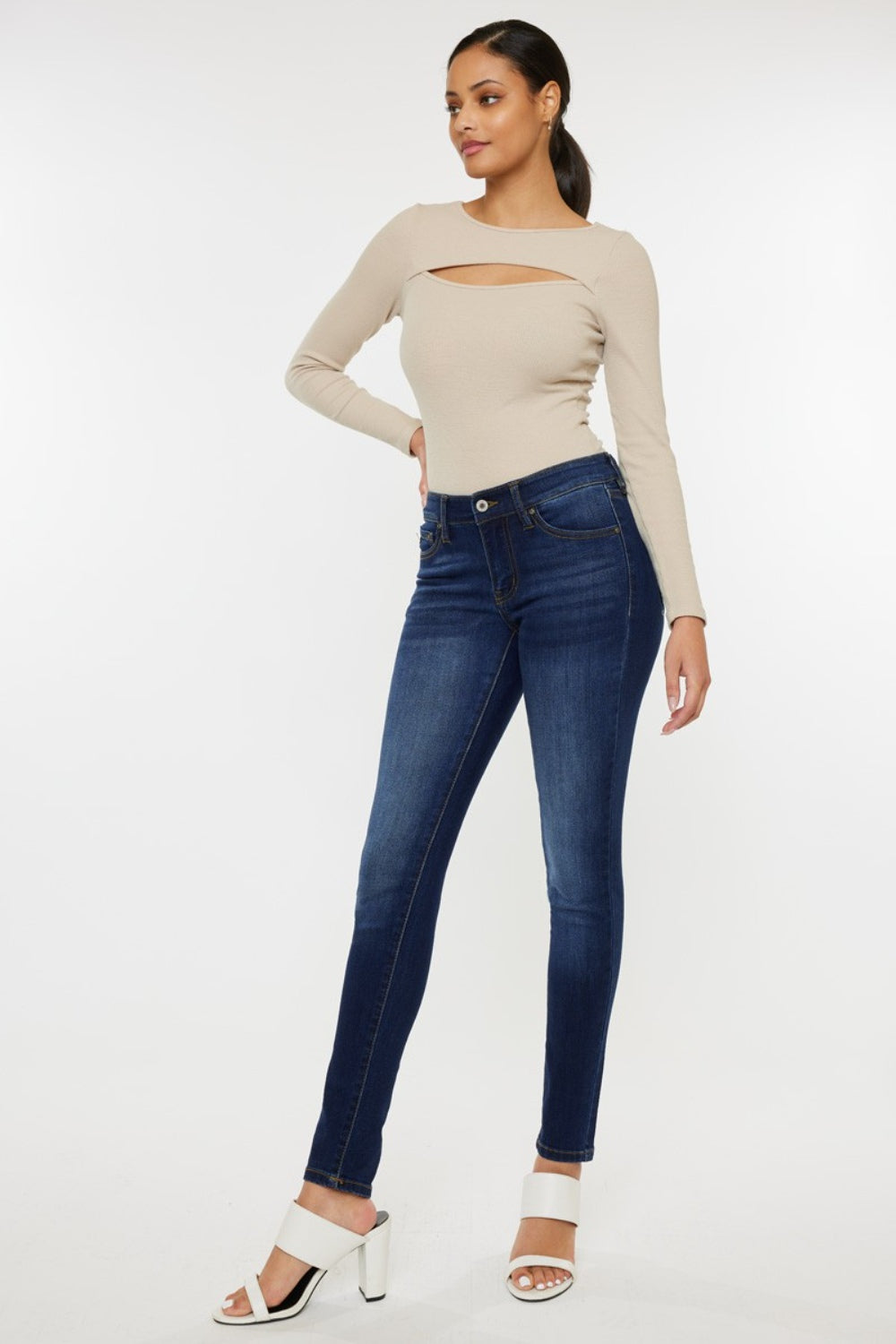 Kancan Mid Rise Gradient Skinny Jeans - The Boutie Shop