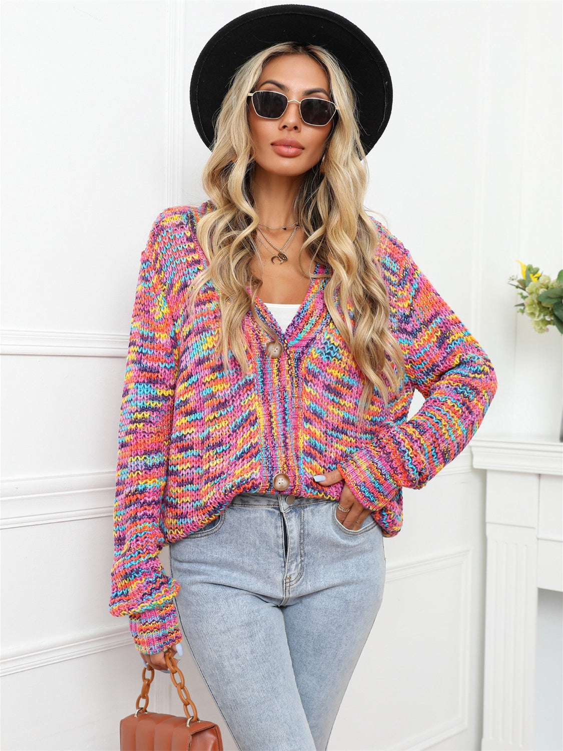 Angel Wings Button Up Dropped Shoulder Cardigan - The Boutie Shop