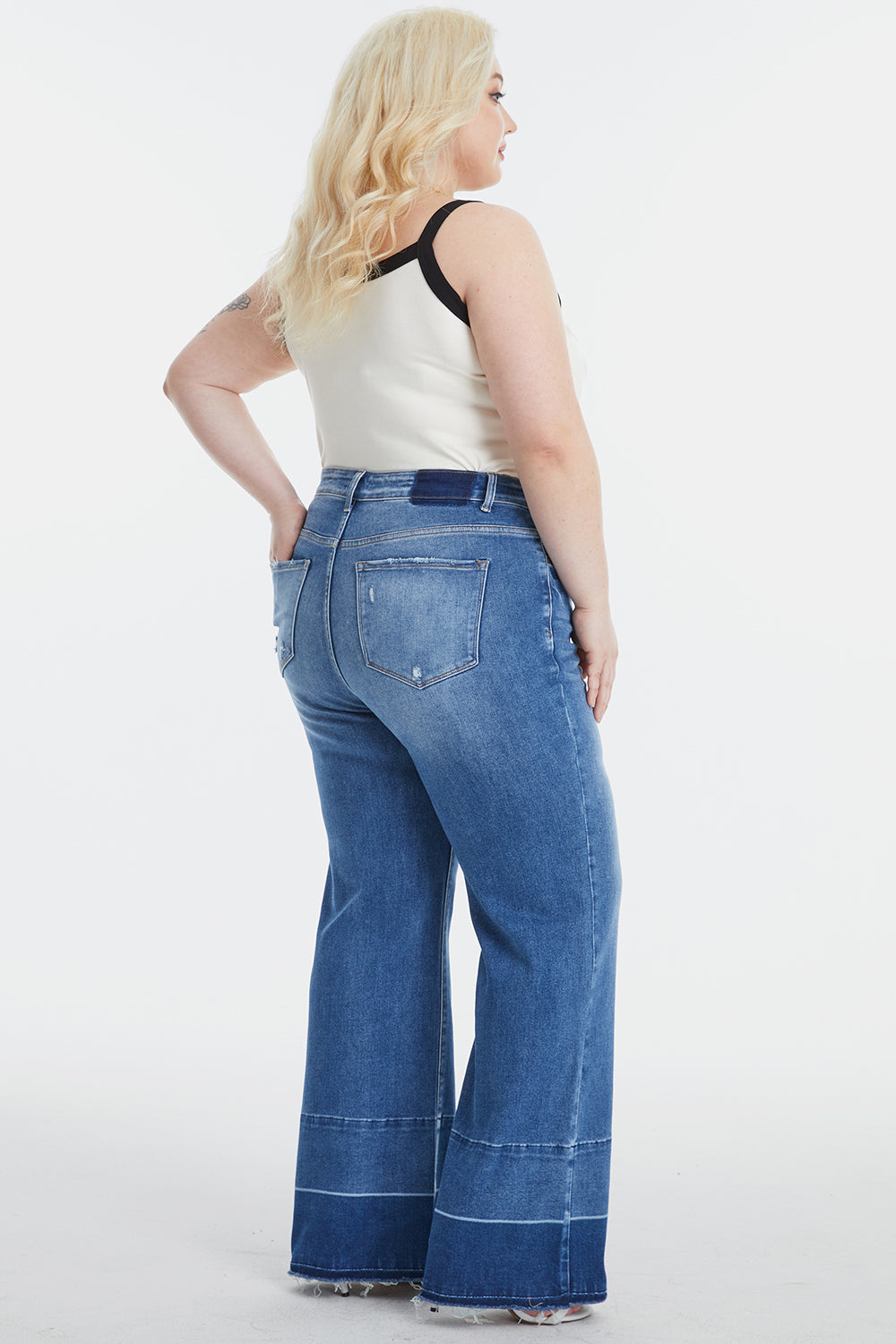 BAYEAS Full Size High Waist Cat's Whisker Wide Leg Jeans - The Boutie Shop