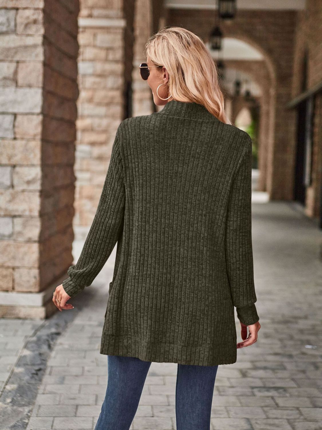Open Front Cardigan with Pockets - The Boutie Shop