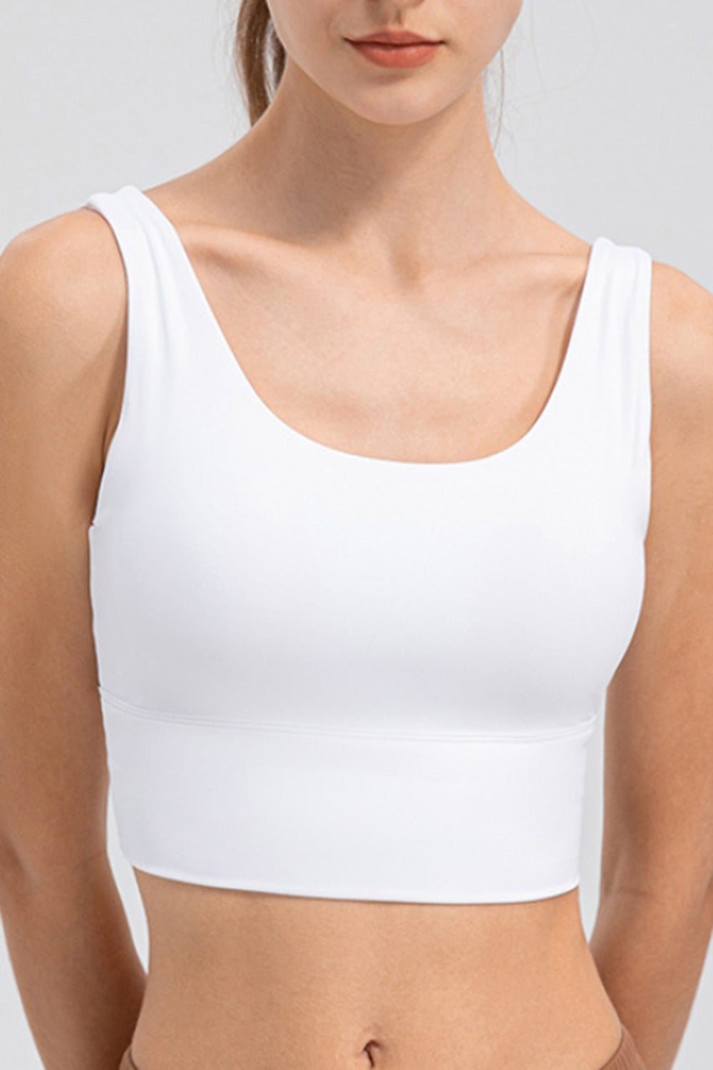 Scoop Neck Wide Strap Active Tank - The Boutie Shop