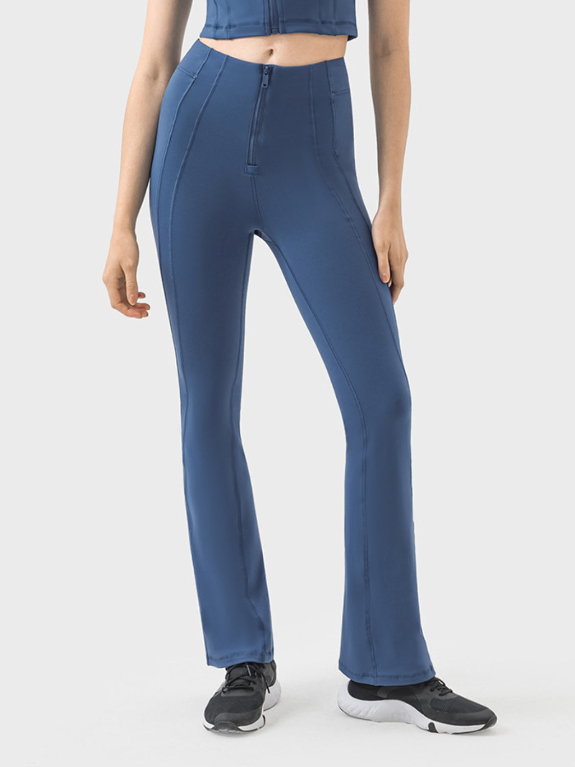 Millennia Zipper Detail High Waist Active Pants - The Boutie Shop