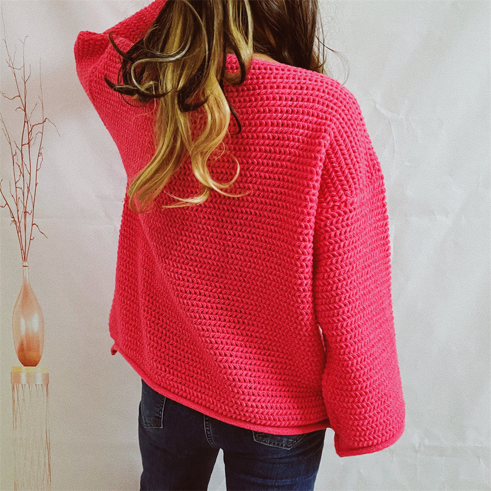 Openwork Boat Neck Long Sleeve Sweater - The Boutie Shop