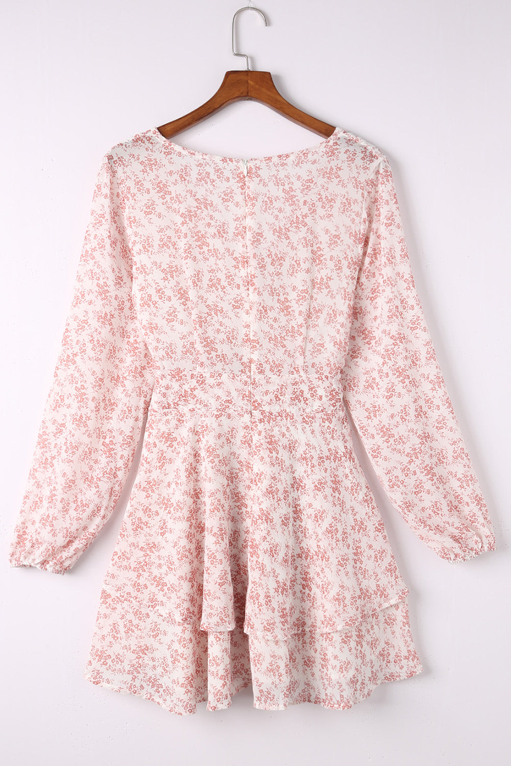 Floral Surplice Balloon Sleeve Layered Dress - The Boutie Shop