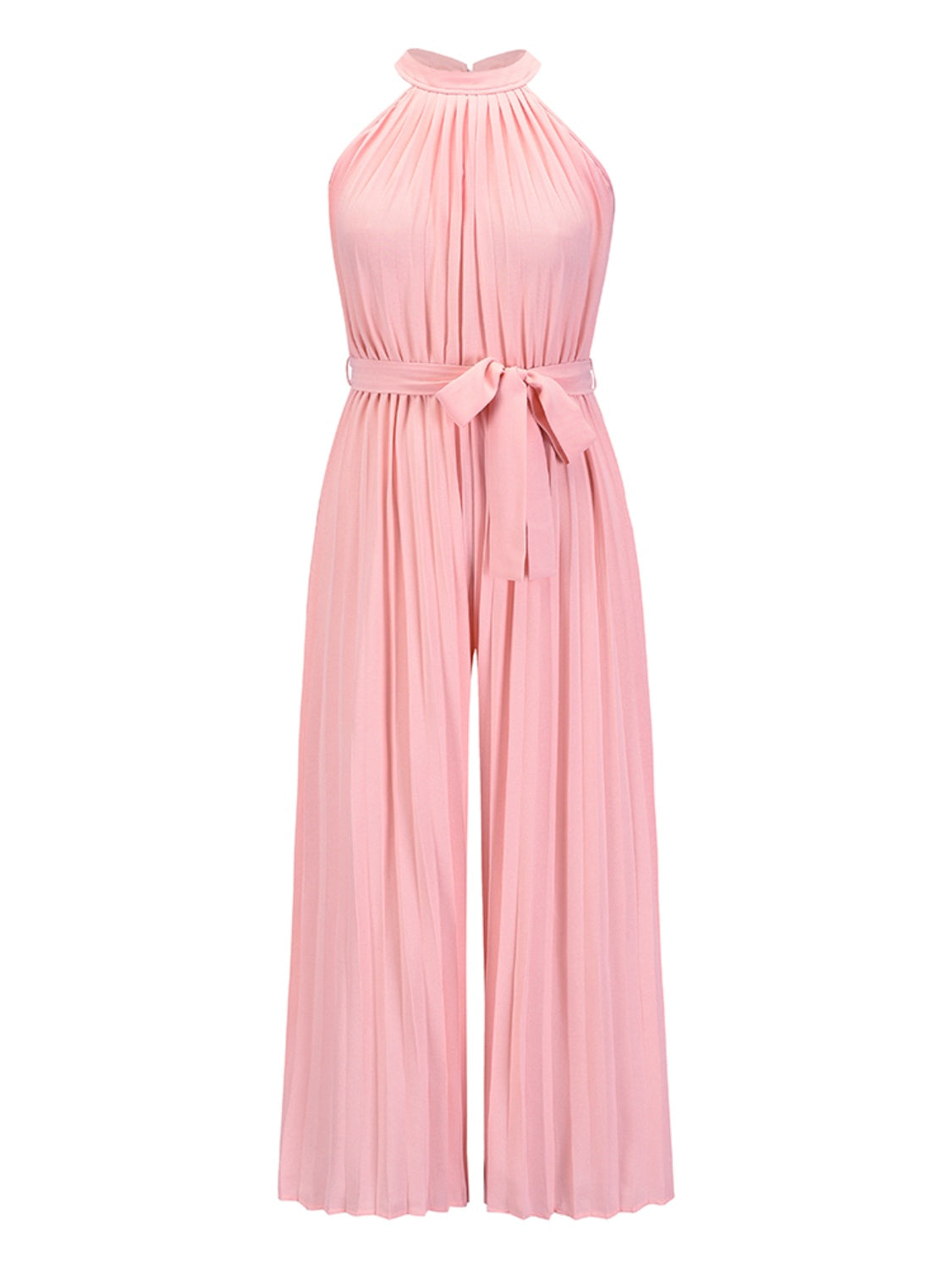 Cutout Tied Pleated Sleeveless Jumpsuit - The Boutie Shop