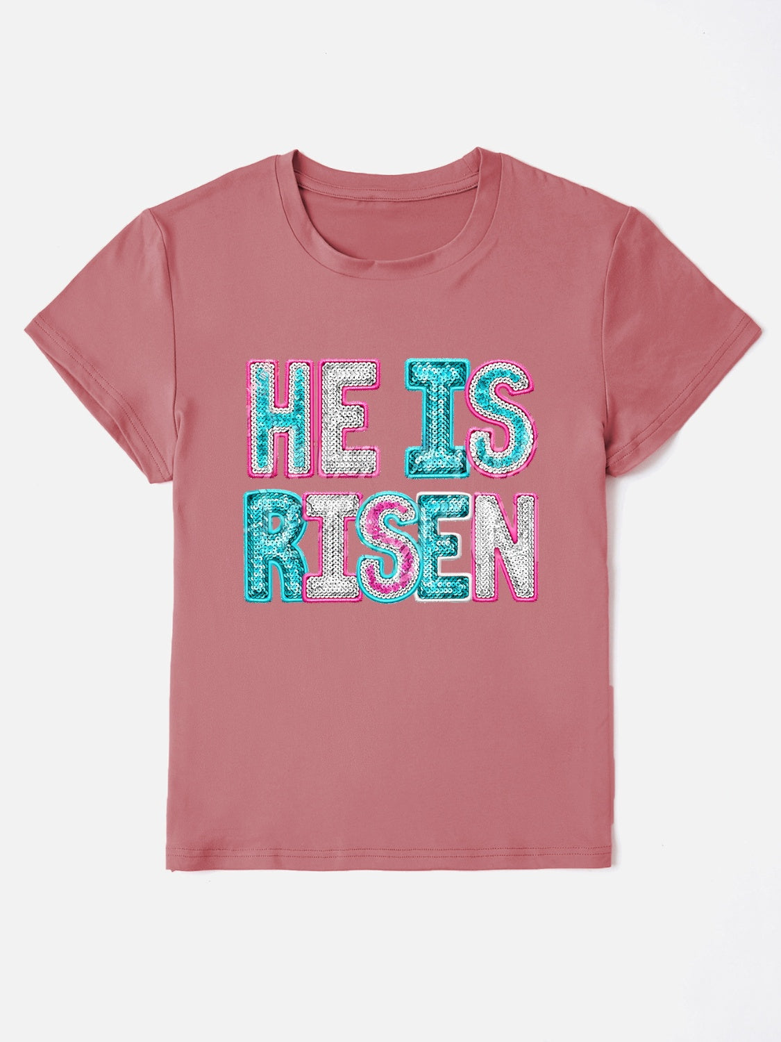 HE IS RISEN Sequin Round Neck T-Shirt - The Boutie Shop