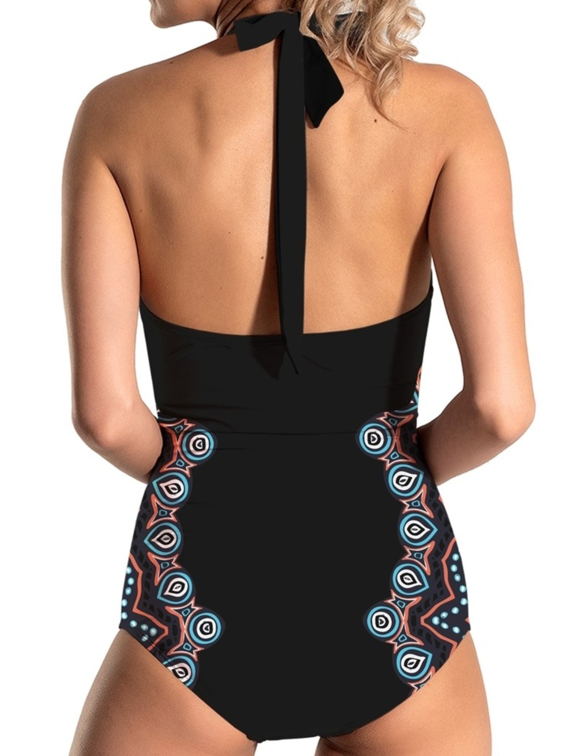 FAM-FAM Cutout Printed Halter Neck One-Piece Swimwear - The Boutie Shop