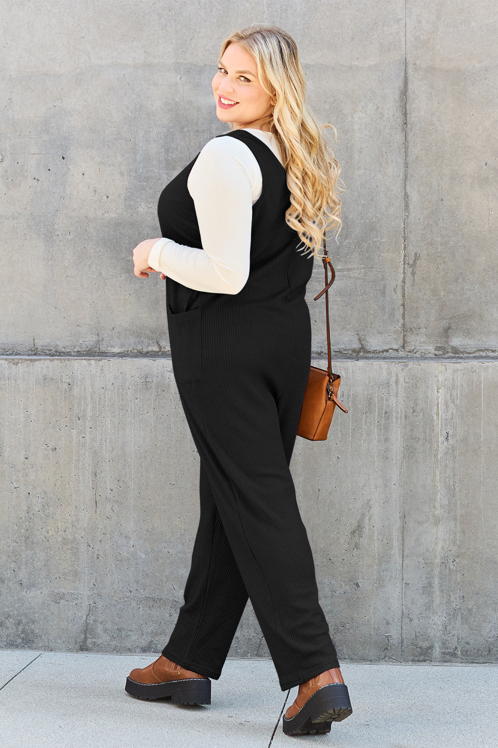 Double Take Full Size Sleeveless Straight Jumpsuit - The Boutie Shop