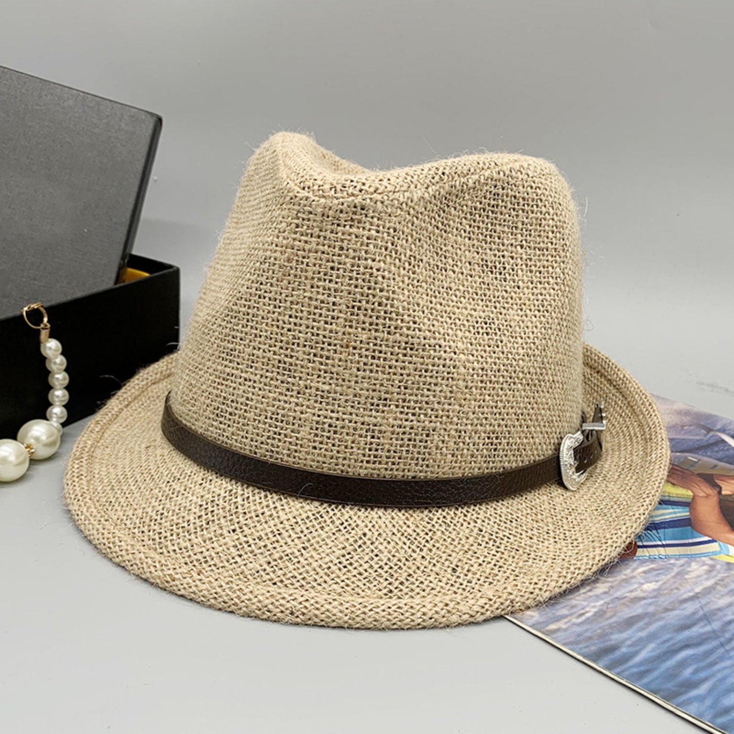 Short Brim Jute Cloth Hat