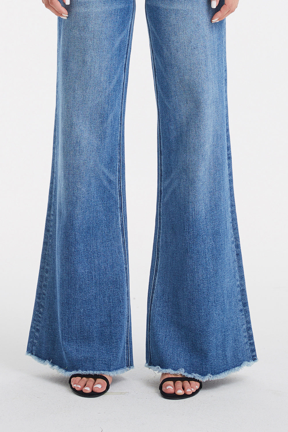 BAYEAS Full Size High Waist Button-Fly Raw Hem Wide Leg Jeans - The Boutie Shop