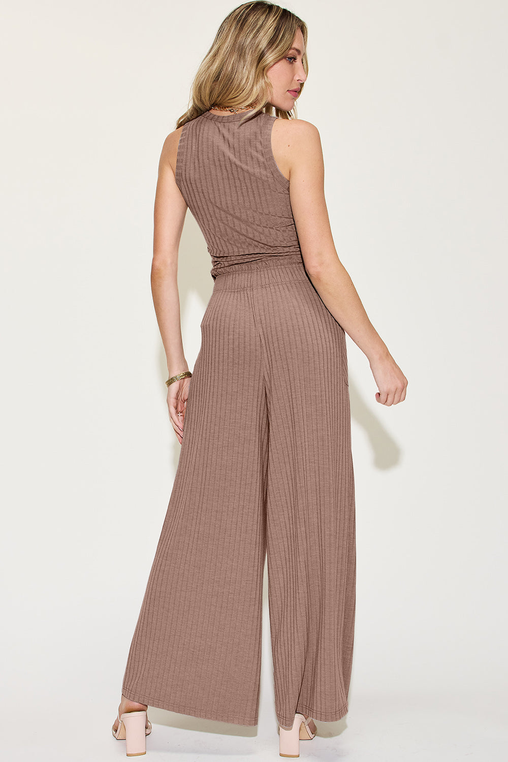 Basic Bae Full Size Ribbed Tank and Wide Leg Pants Set - The Boutie Shop