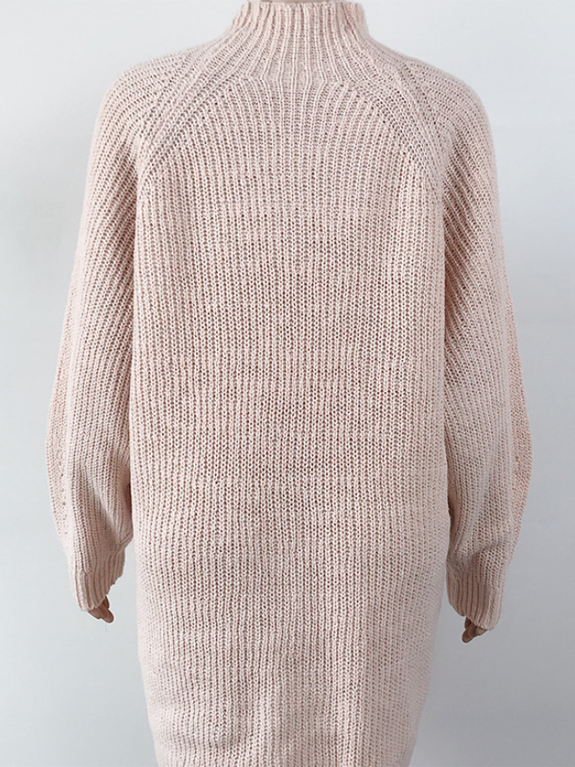 Mock Neck Dropped Shoulder Sweater Dress - The Boutie Shop
