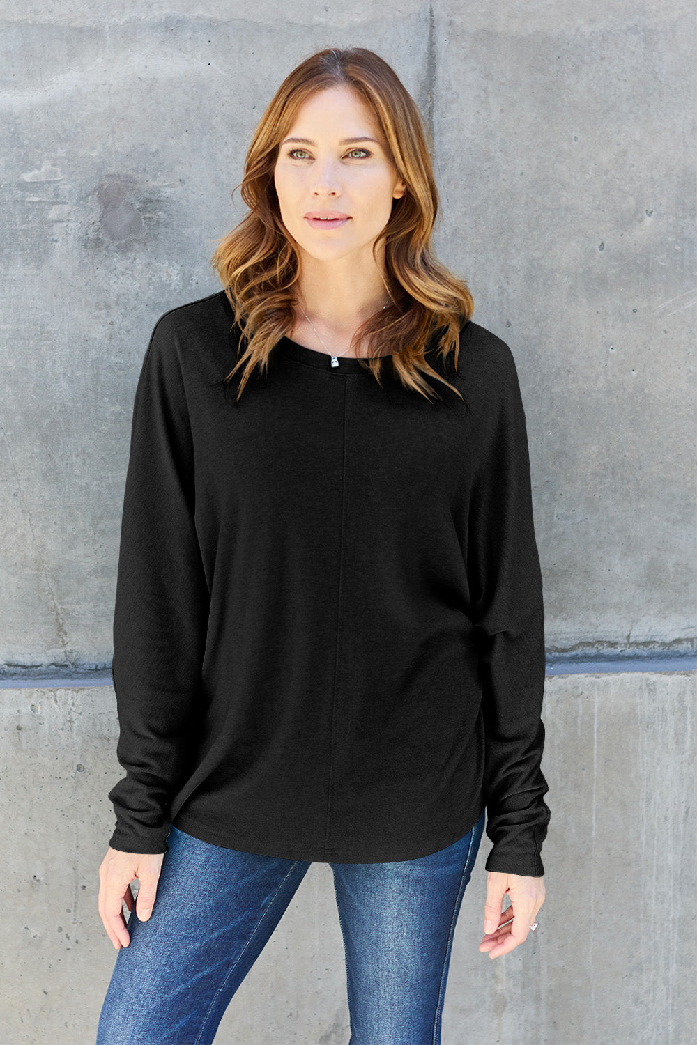 Double Take Full Size Round Neck Long Sleeve T-Shirt - The Boutie Shop