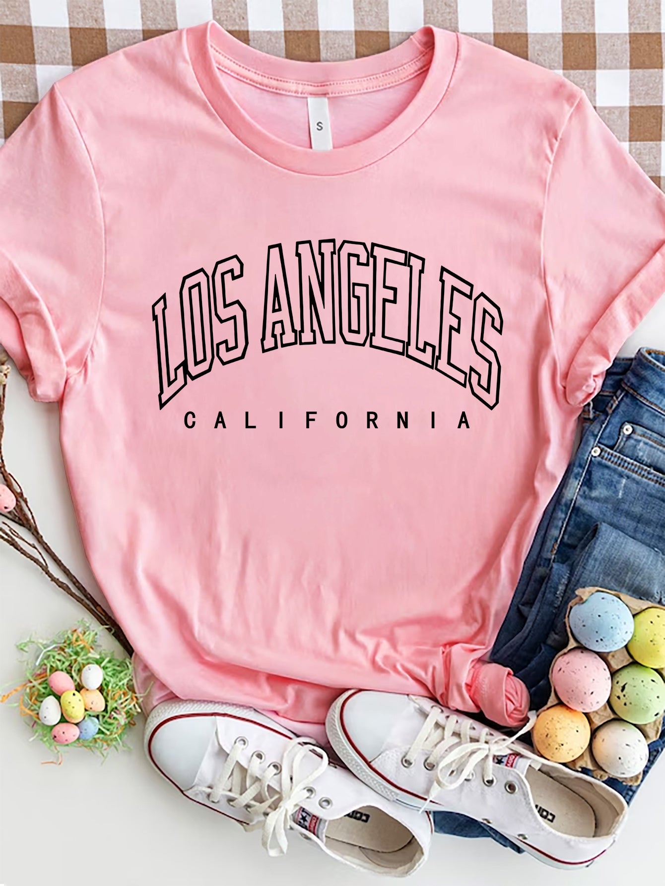 LOS ANGELES CALIFORNIA Round Neck T-Shirt - The Boutie Shop