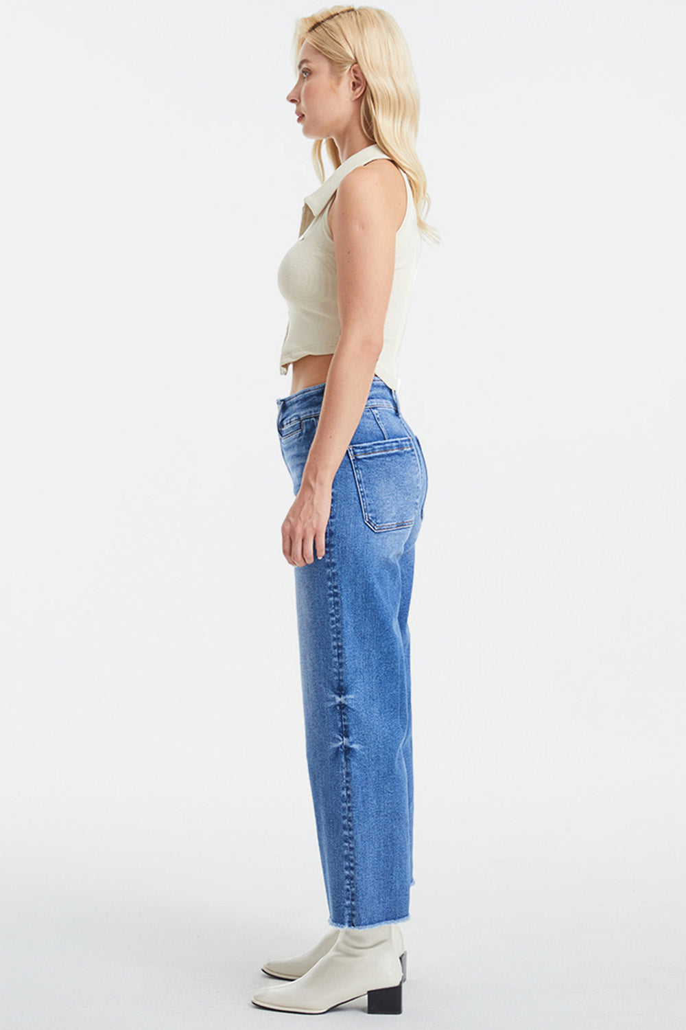 BAYEAS Full Size Raw Hem High Waist Wide Leg Jeans - The Boutie Shop