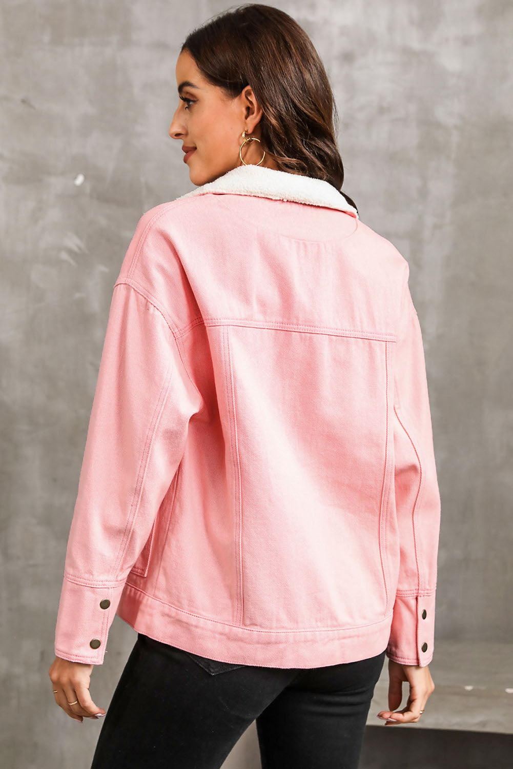 Snap Down Dropped Shoulder Denim Jacket - The Boutie Shop