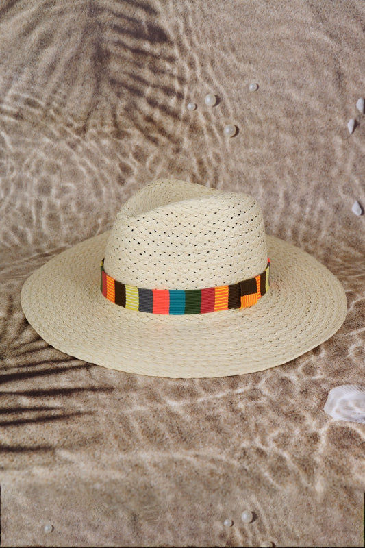 Fame Contrast Wide Brim Straw Hat - The Boutie Shop