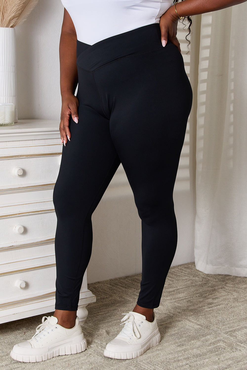 Basic Bae V-Waistband Sports Leggings - The Boutie Shop