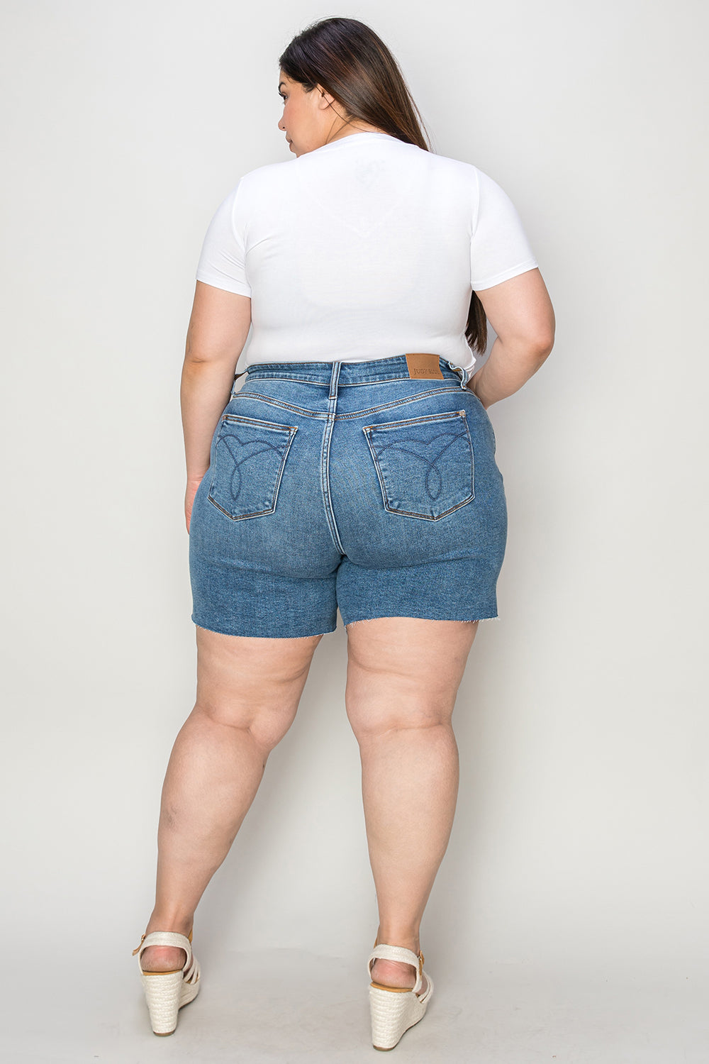 Judy Blue Full Size High Waist Slim Denim Shorts - The Boutie Shop