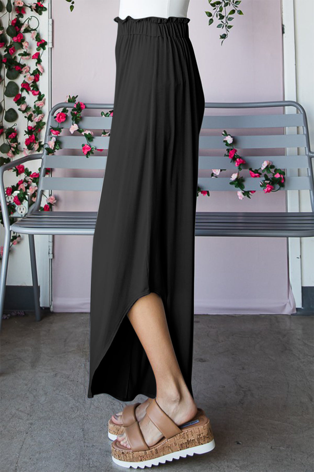 Heimish Full Size Frill Slit High Waist Wide Leg Pants - The Boutie Shop