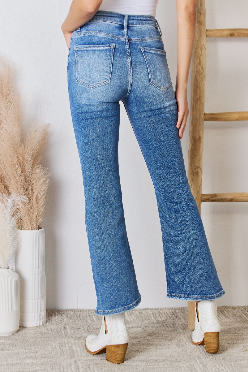 RISEN Full Size High Rise Ankle Flare Jeans - The Boutie Shop