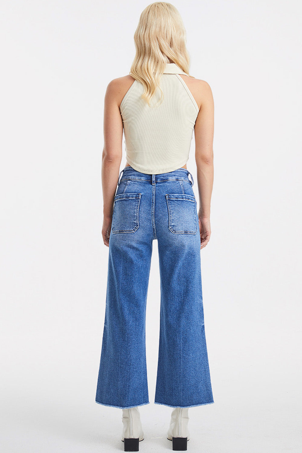 BAYEAS Full Size Raw Hem High Waist Wide Leg Jeans - The Boutie Shop