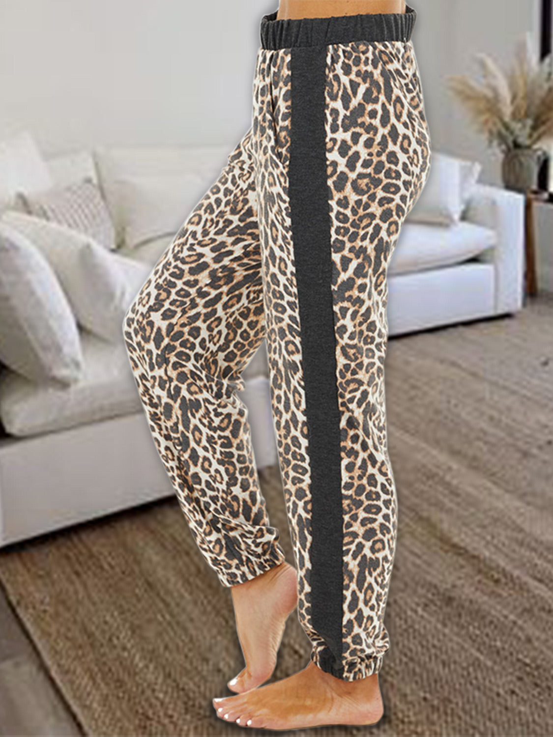 Leopard Elastic Waist Pants - The Boutie Shop