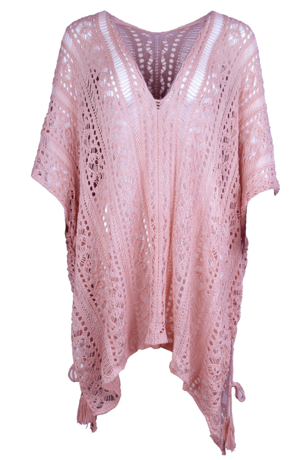 Angel Wings Cutout V-Neck Cover-Up with Tassel - The Boutie Shop