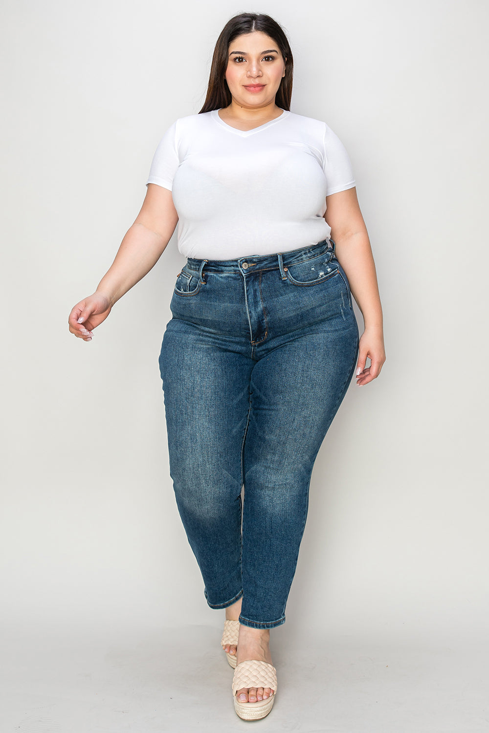 Judy Blue Full Size Tummy Control High Waist Slim Jeans - The Boutie Shop