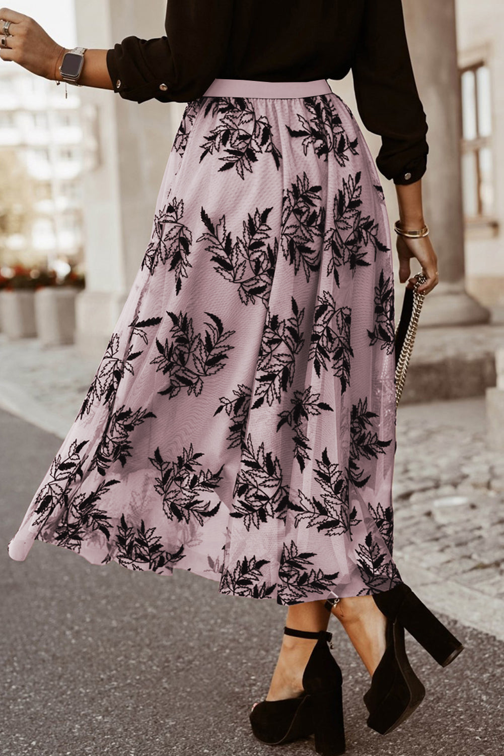 Embroidered High Waist Maxi Skirt - The Boutie Shop