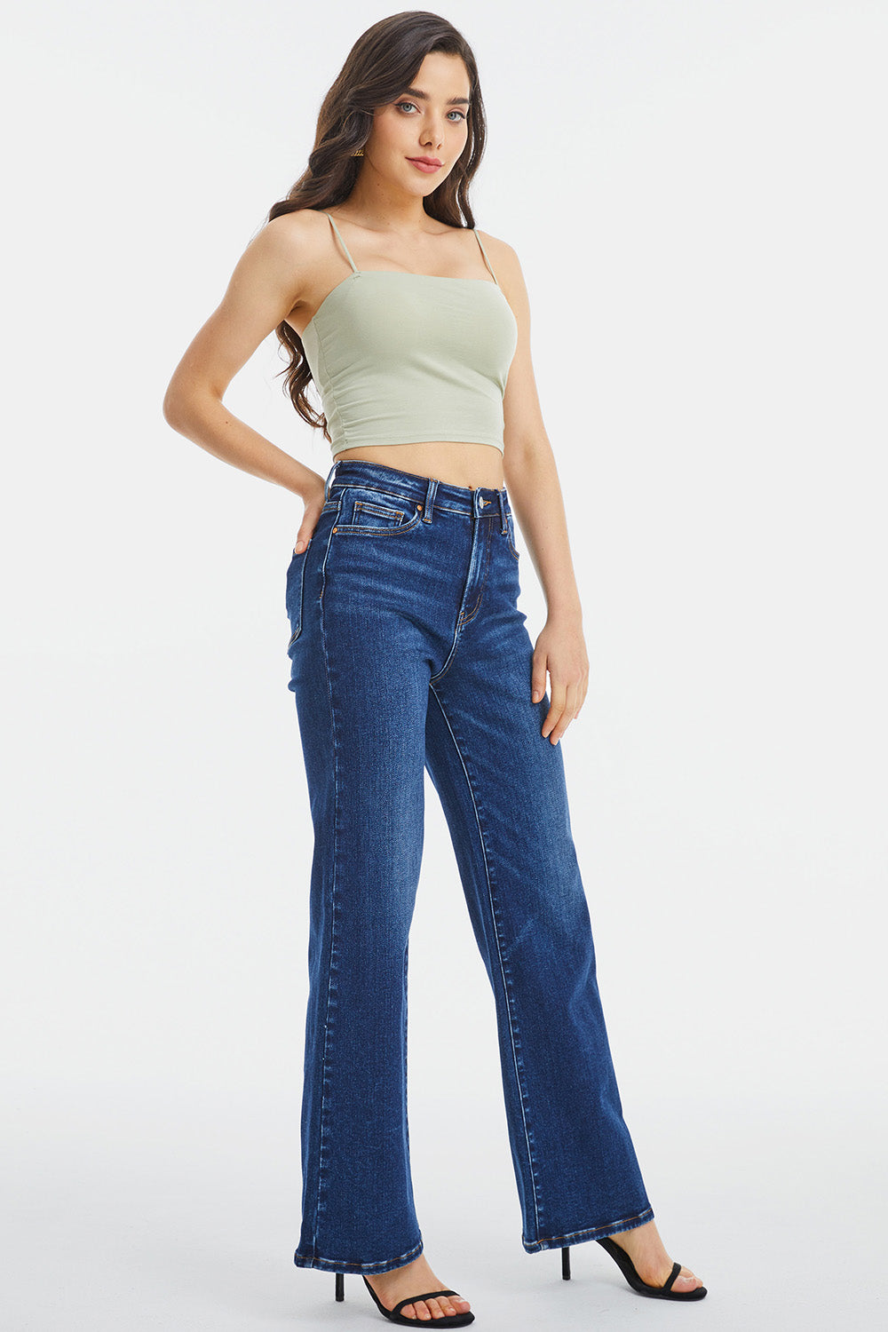 BAYEAS Full Size High Waist Cat's Whisker Wide Leg Jeans - The Boutie Shop