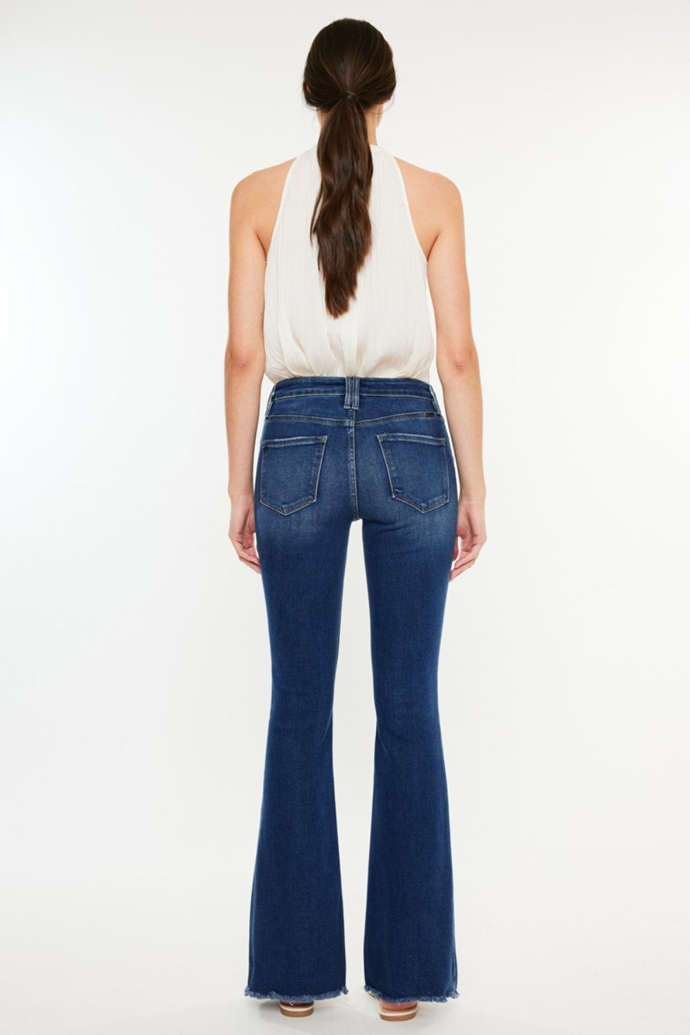 Kancan Cat's Whiskers Raw Hem Flare Jeans - The Boutie Shop