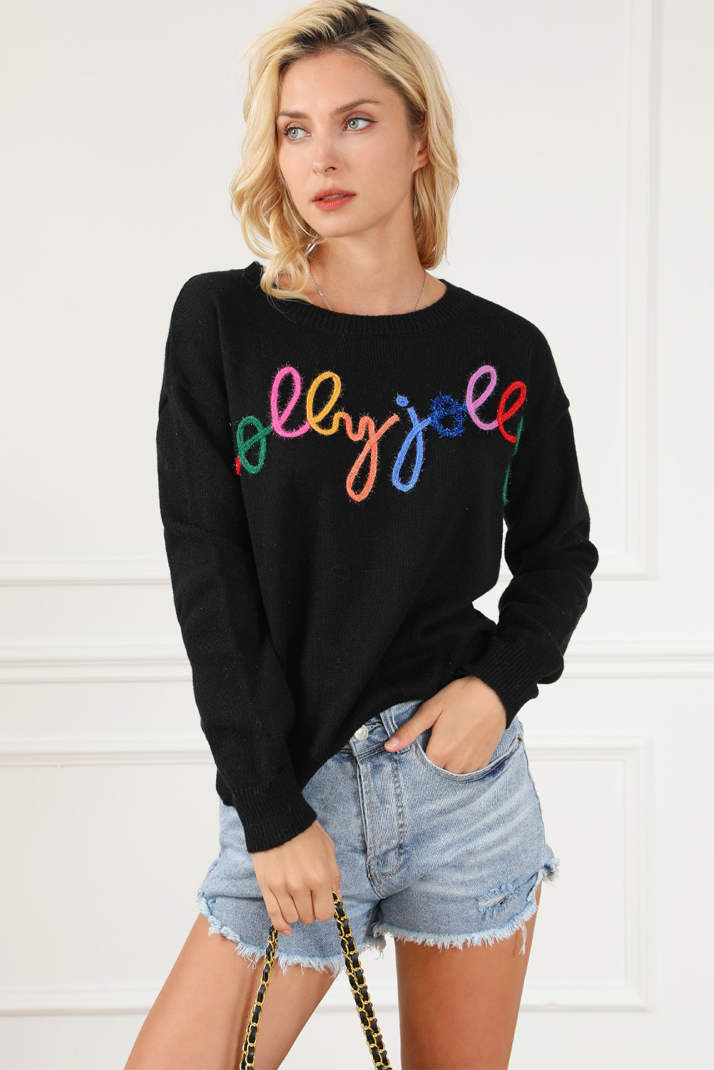 Round Neck Long Sleeve Sweater - The Boutie Shop