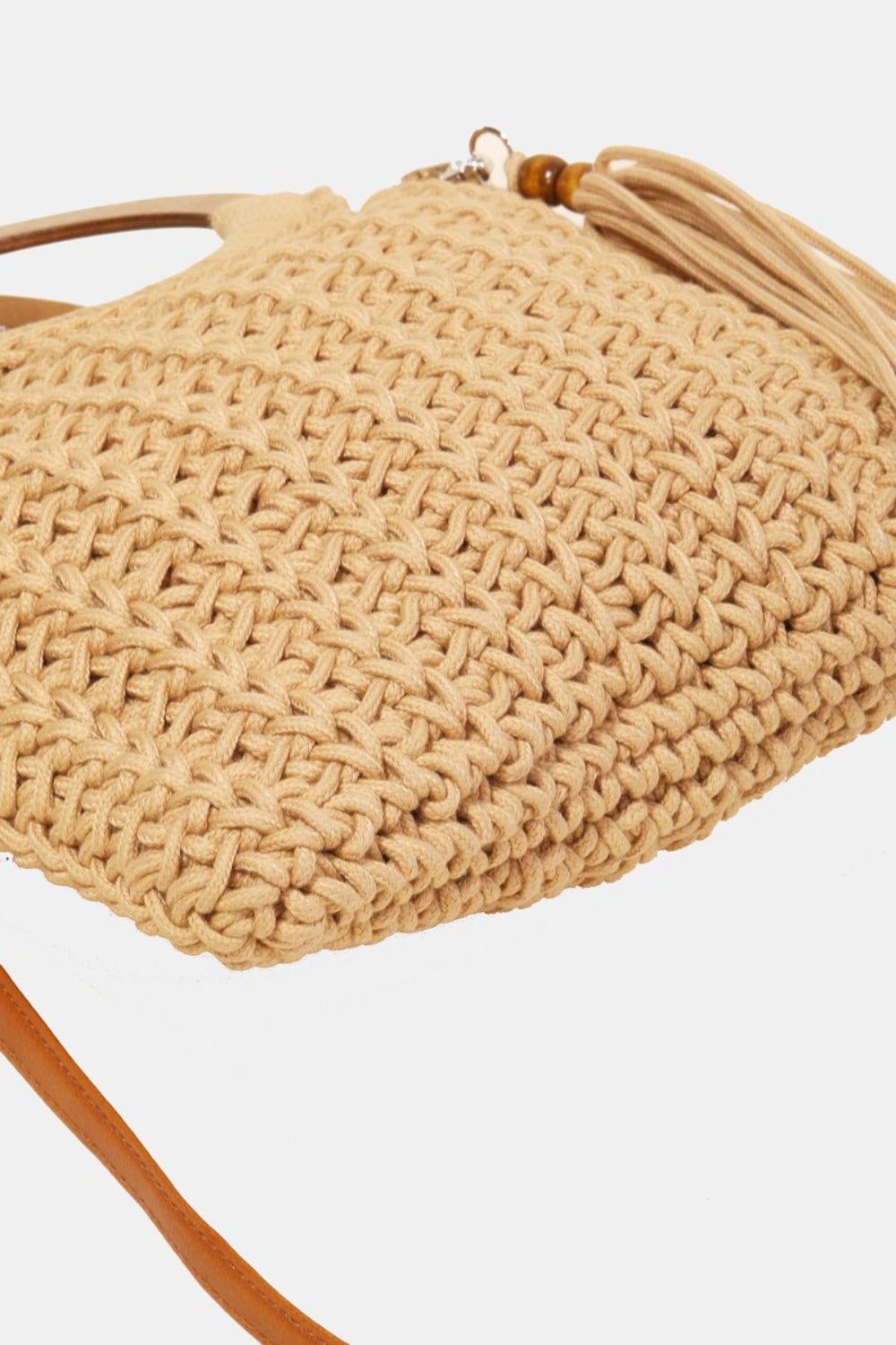 Fame Crochet Knit Convertible Tote Bag with Tassel - The Boutie Shop