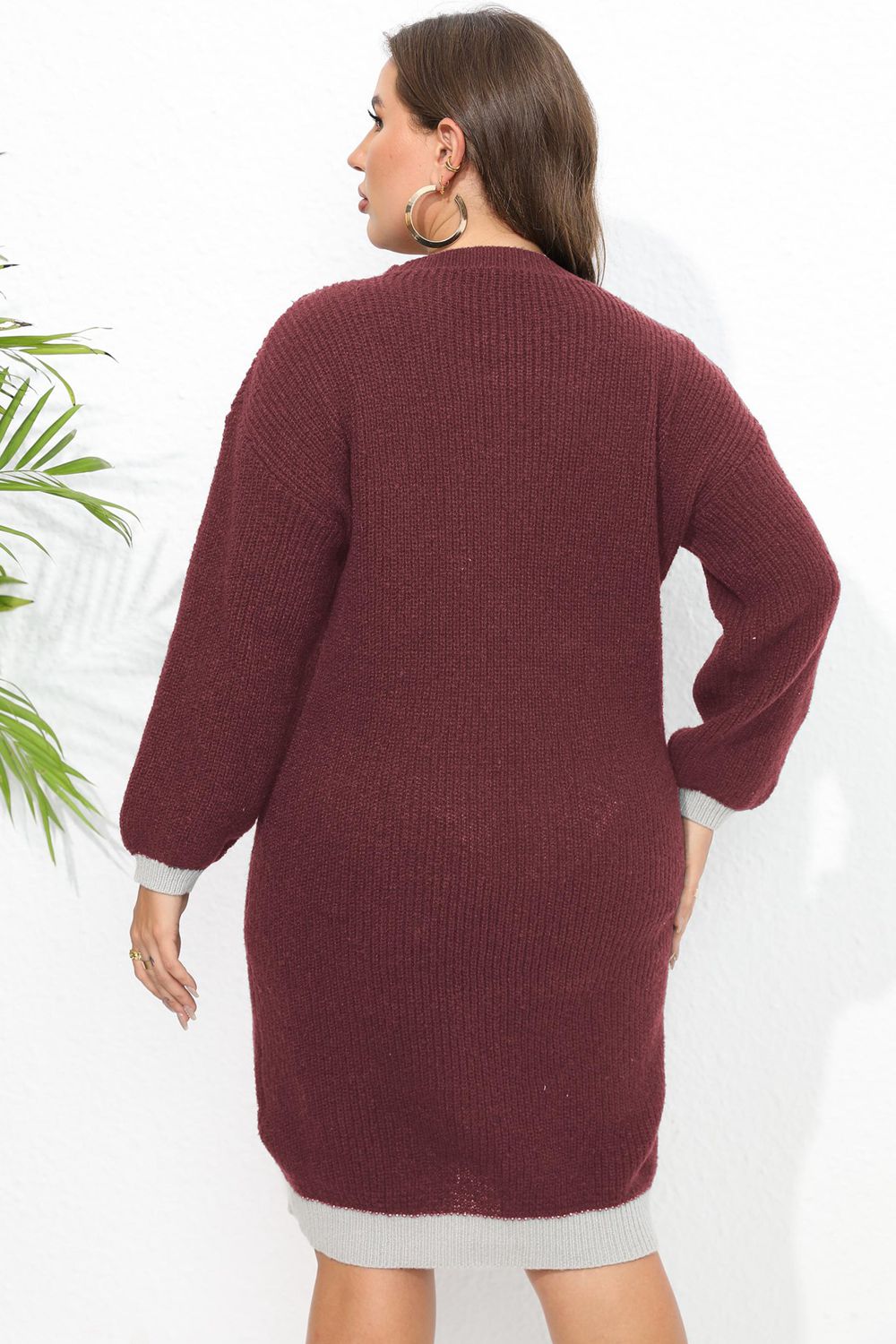 Plus Size Long Sleeve Sweater Dress - The Boutie Shop