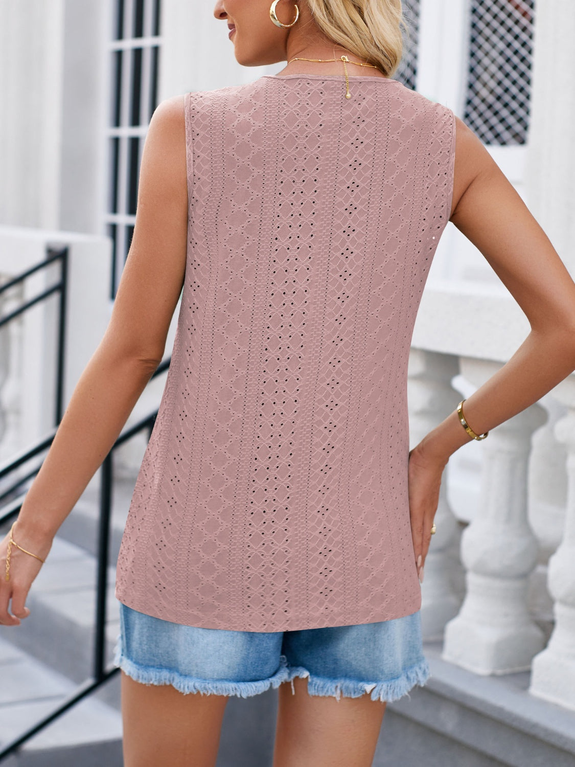 Lovelet Eyelet V-Neck Tank - The Boutie Shop