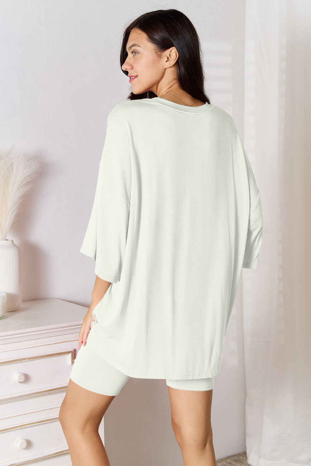 Basic Bae Full Size Soft Rayon Three-Quarter Sleeve Top and Shorts Set - The Boutie Shop