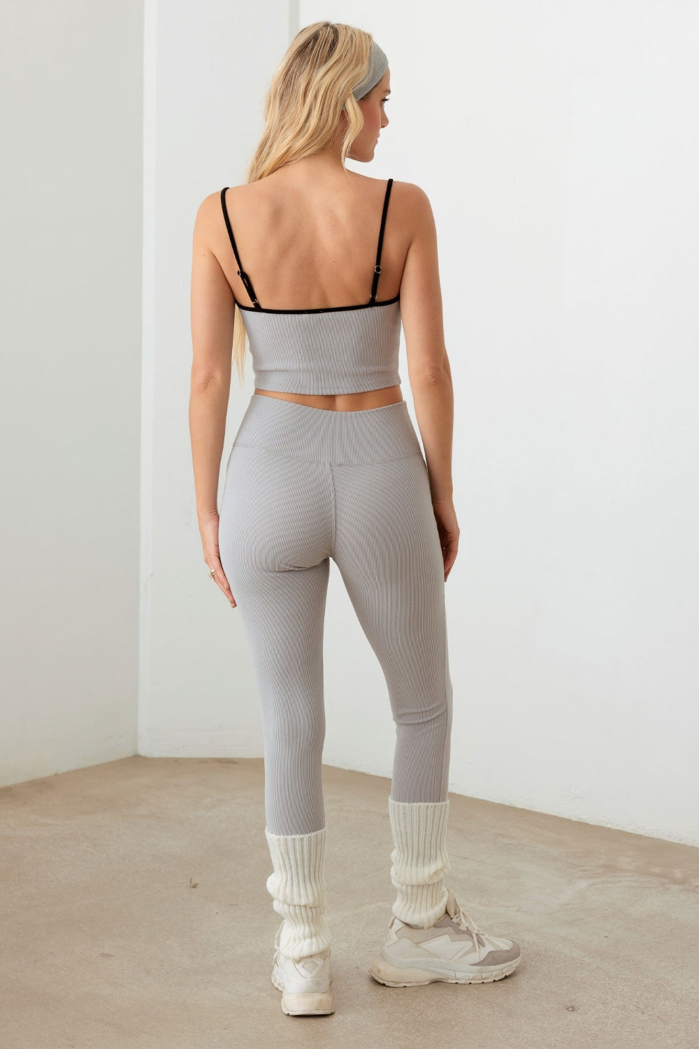 Le Lis Ribbed Crop Cami and High Waist Brushed Leggings Set - The Boutie Shop