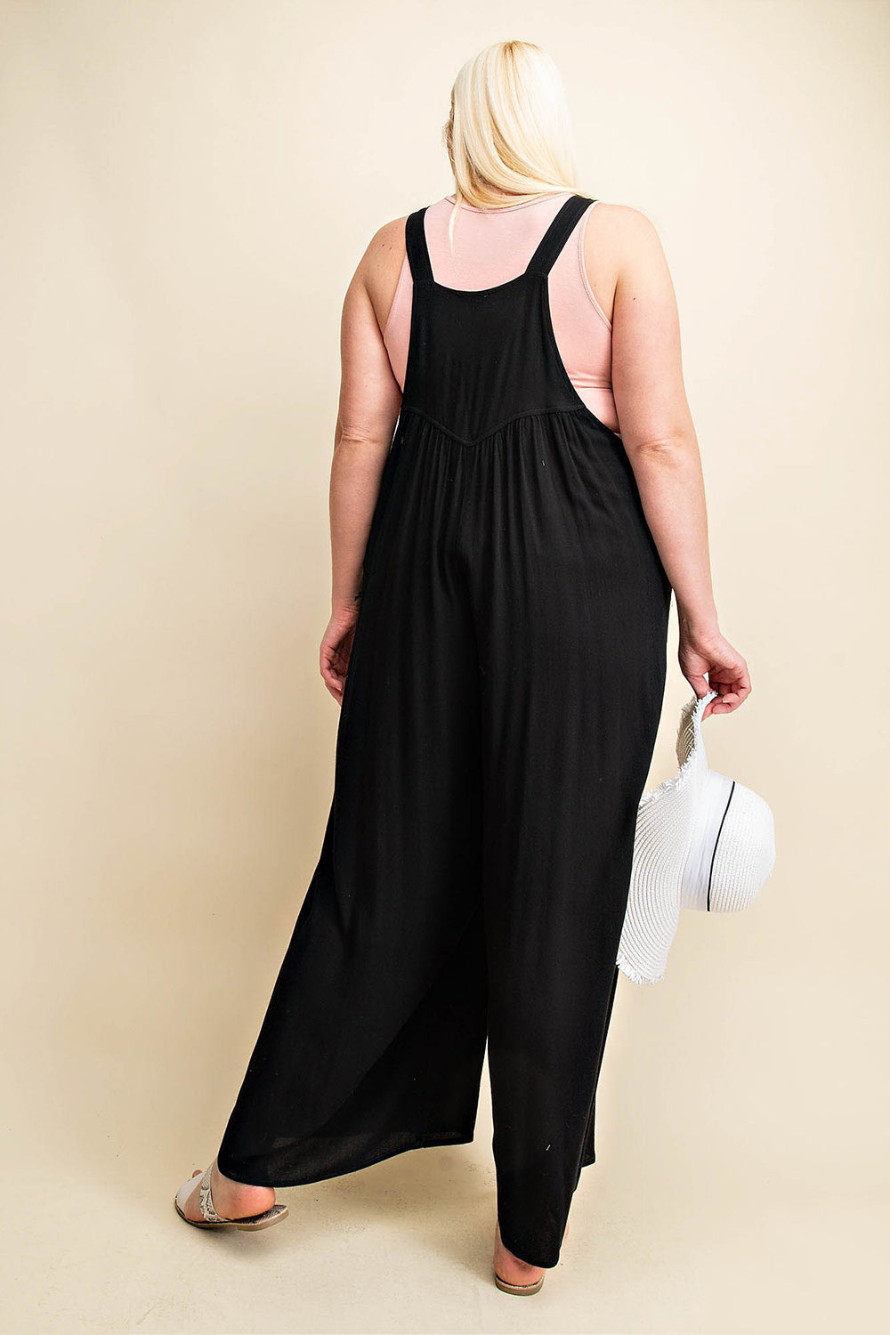 Kori America Full Size Sleeveless Ruched Wide Leg Overalls - The Boutie Shop