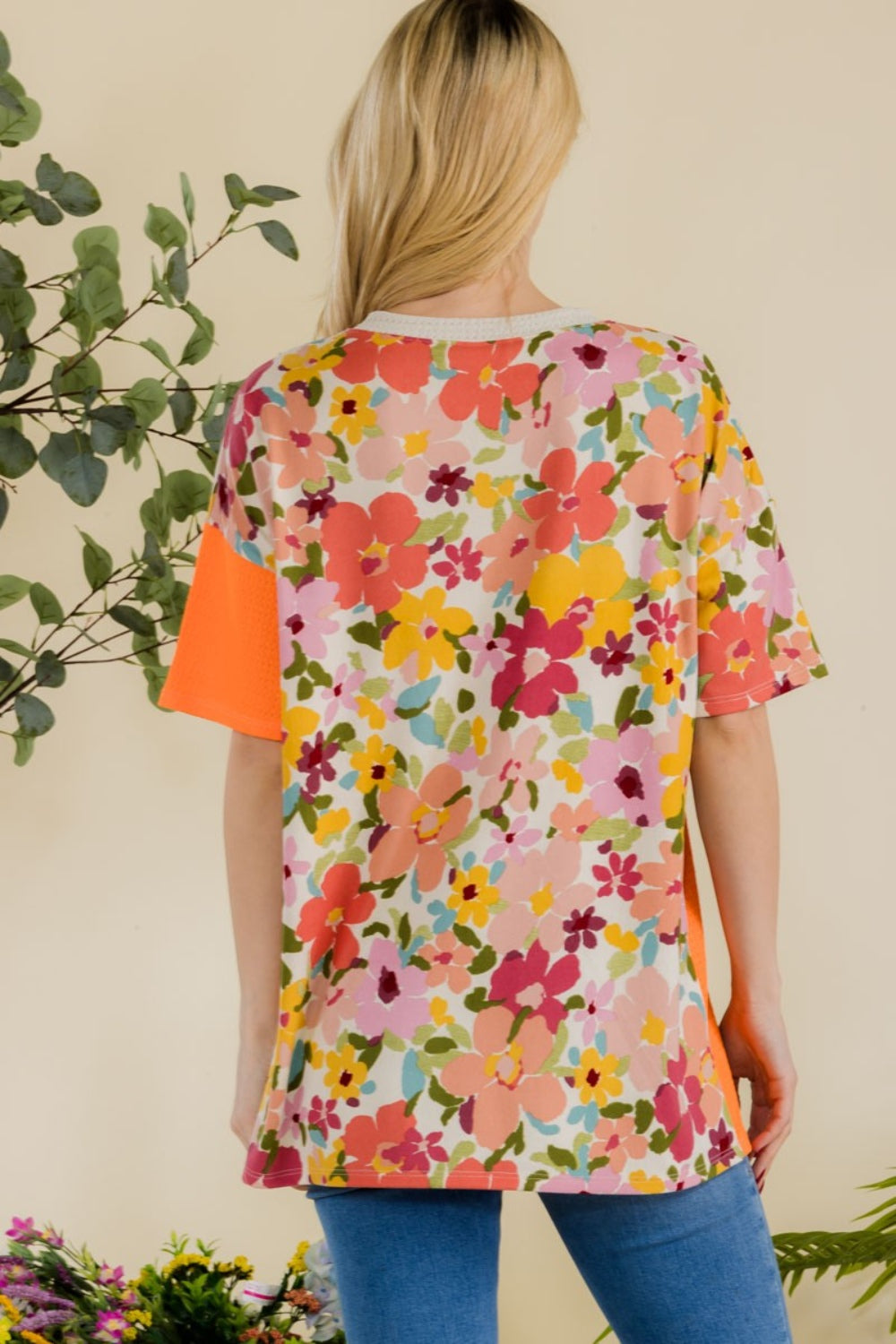 Celeste Full Size Floral Short Sleeve T-Shirt - The Boutie Shop