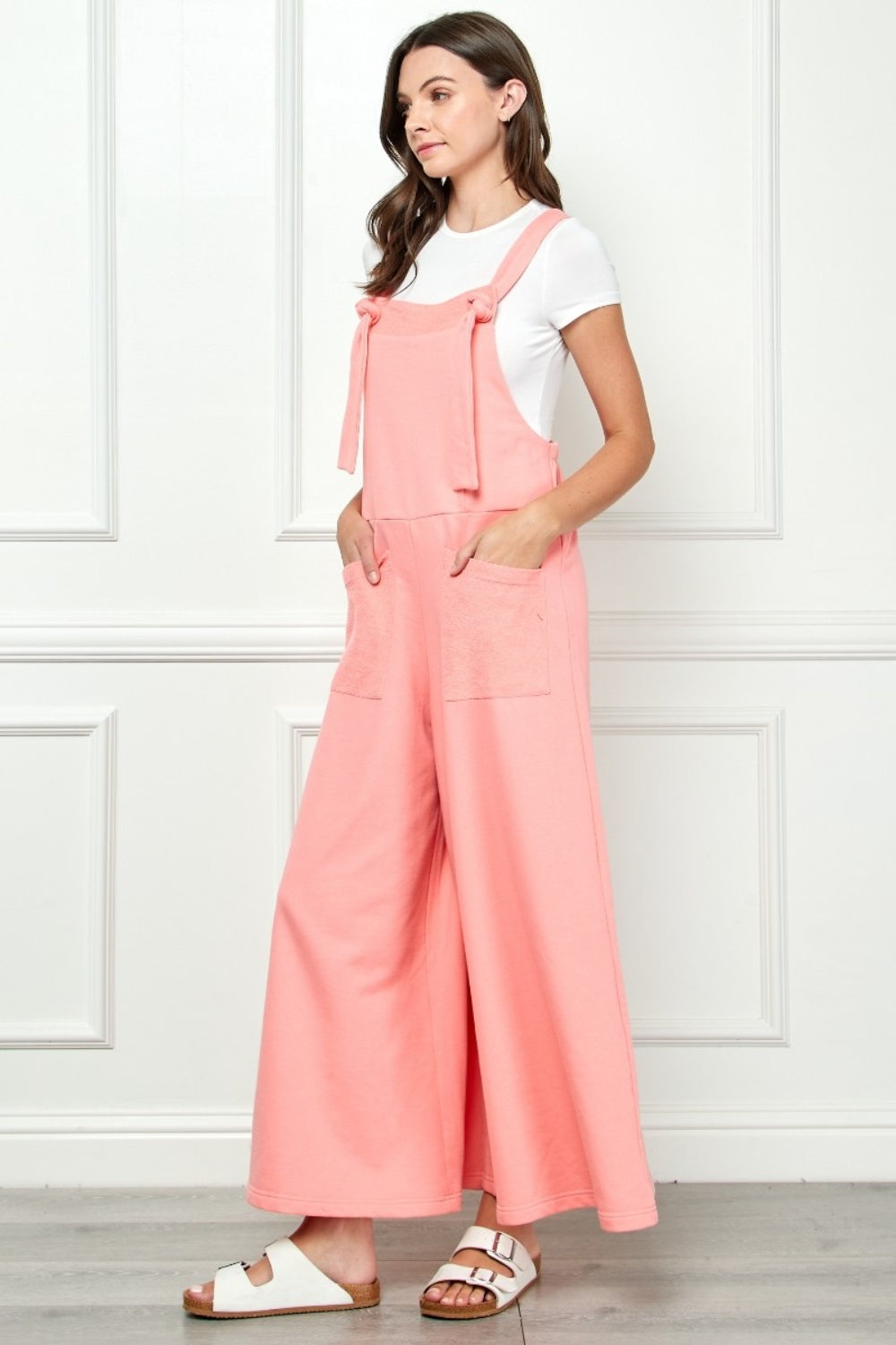 Veveret Wide Strap French Terry Overalls - The Boutie Shop