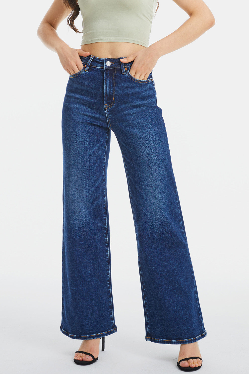 BAYEAS Full Size High Waist Cat's Whisker Wide Leg Jeans - The Boutie Shop