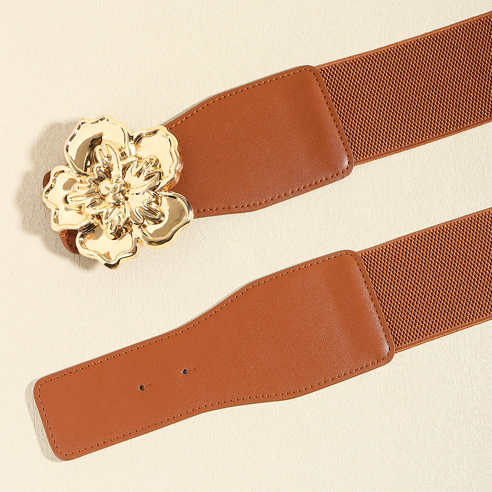 Flower Alloy Buckle Elastic Belt - The Boutie Shop