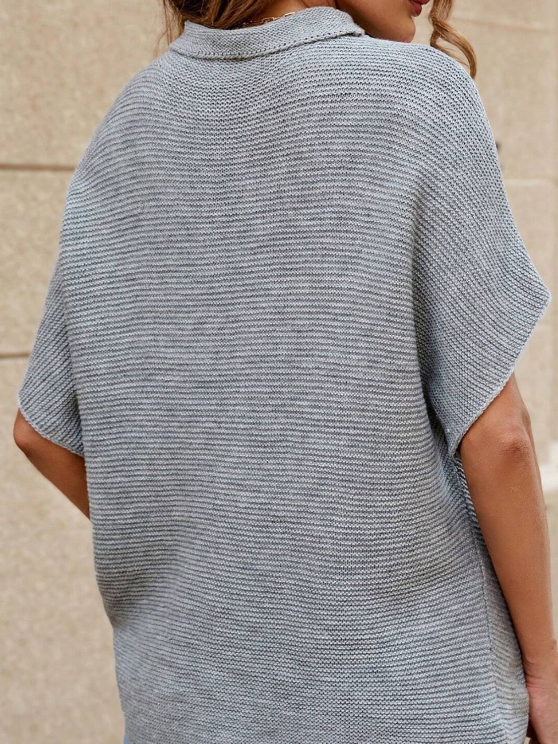 Mock Neck Short Sleeve Sweater - The Boutie Shop