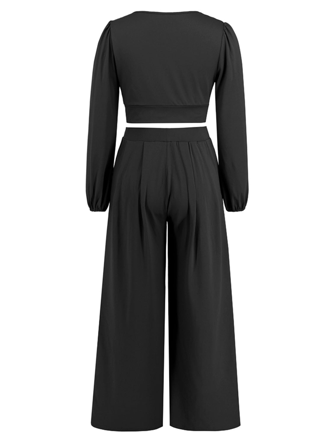 Surplice Top and Wide Leg Pants Set - The Boutie Shop