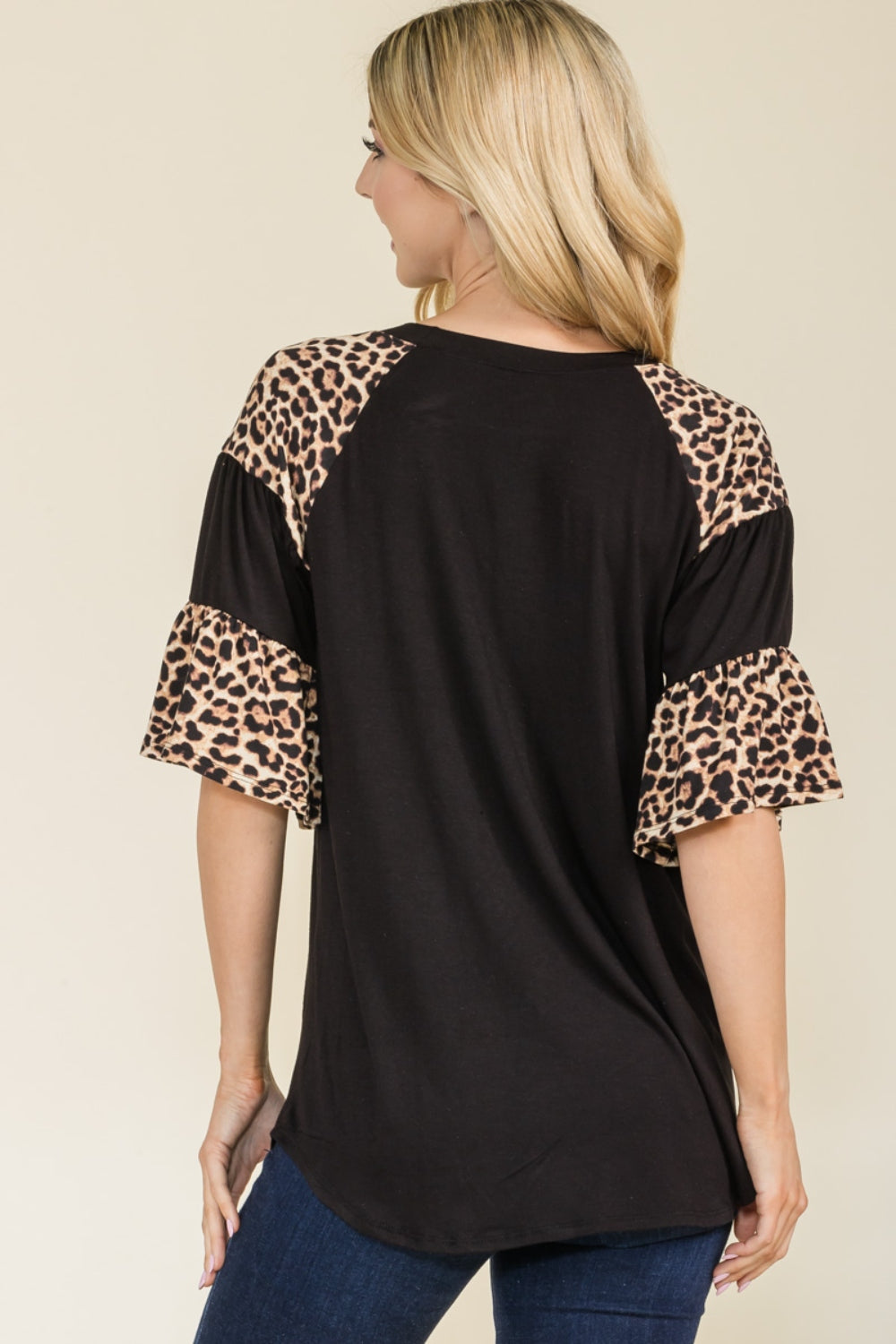 Celeste Full Size Texture Printed Color Block Top - The Boutie Shop