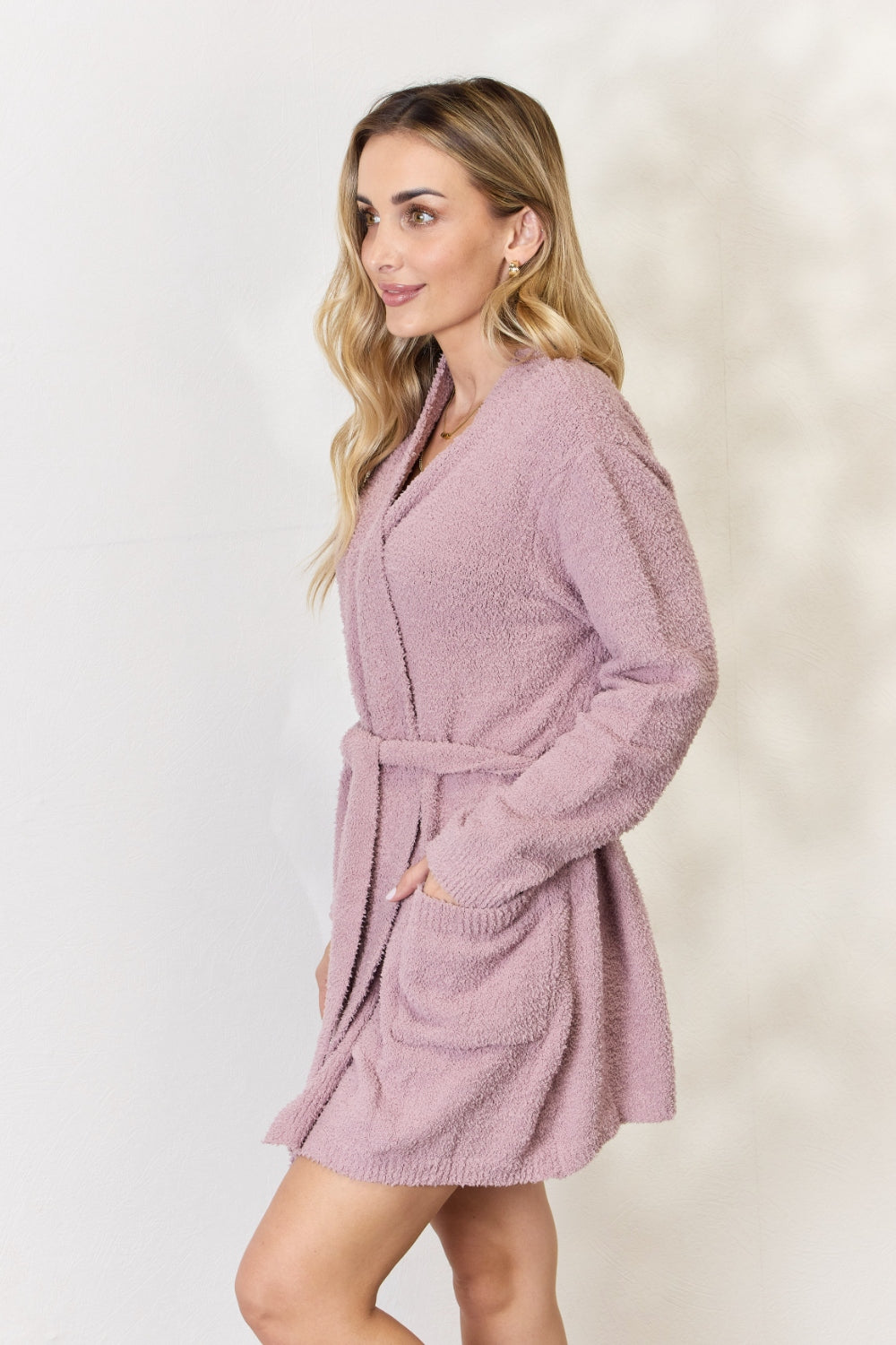 Hailey & Co Tie Front Long Sleeve Robe - The Boutie Shop